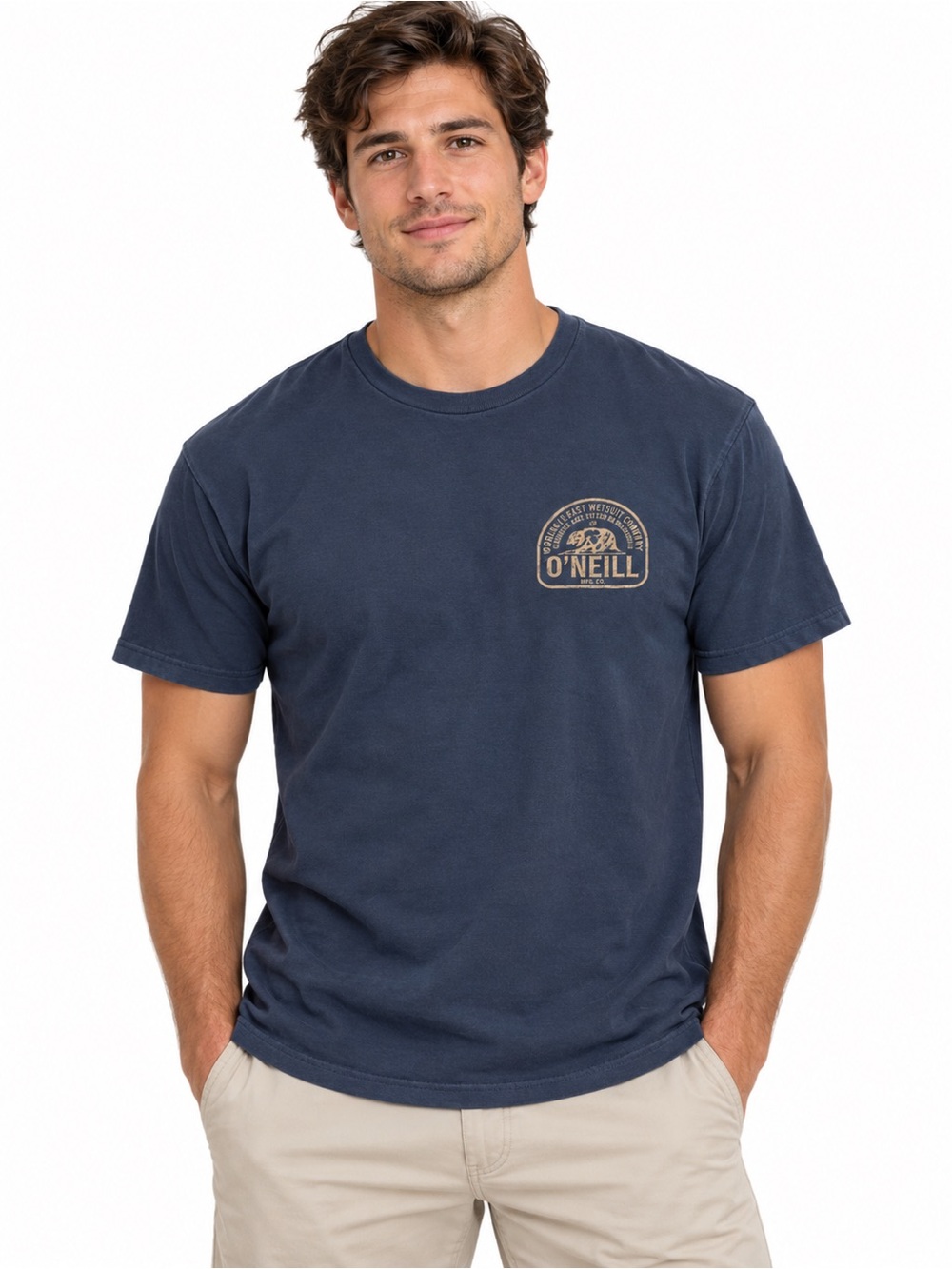 O'Neill Navy Modern Fit Crewneck Short Sleeve Tee with Chest Logo